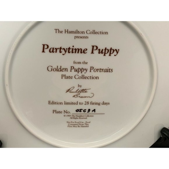 1995 Partytime Puppy Plate - Paulette Braun - Golden Puppy Portraits Collection - Picture 6 of 8